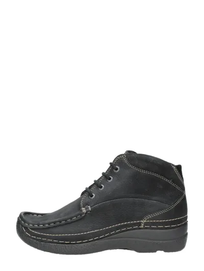 Wolky Roll Shoot, hoge veterschoenen voor dames in zwart, foto 1 van 4