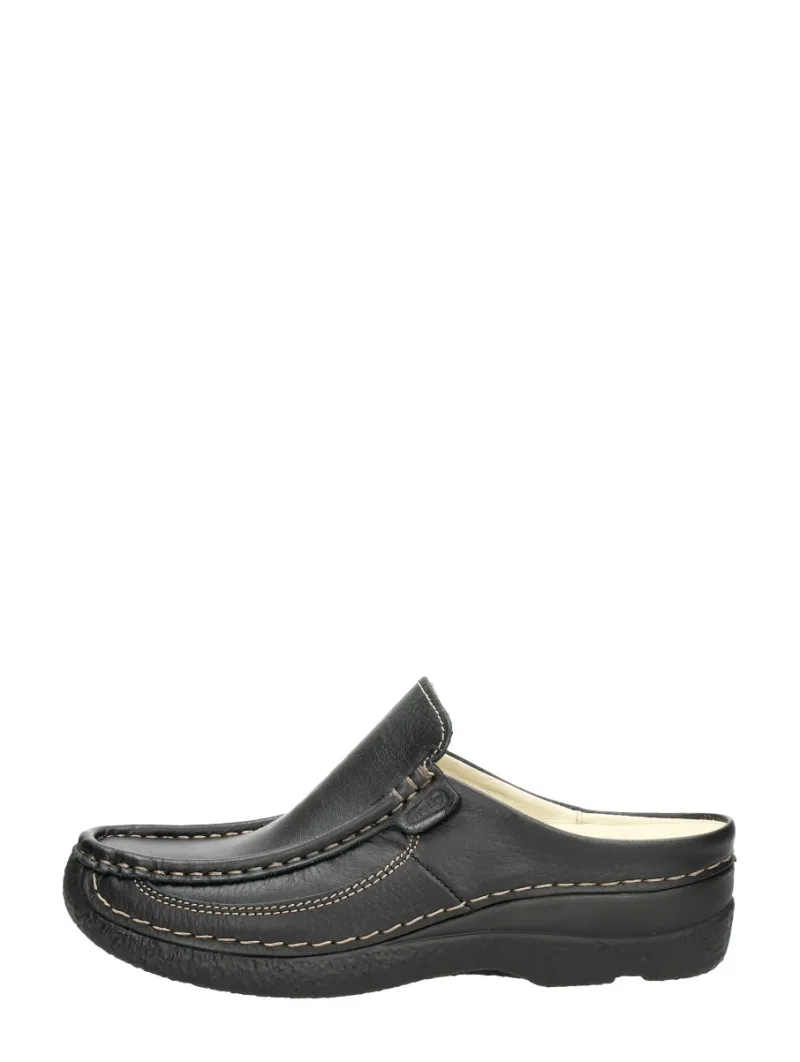 Wolky Roll Slide, dichte slippers voor dames in zwart
