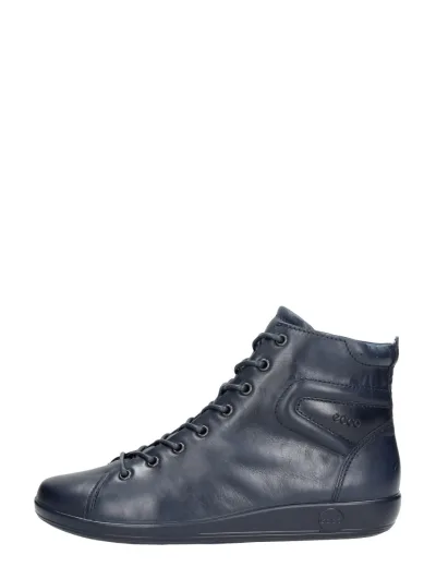ECCO Soft 2.0, hoge veterschoenen voor dames in blauw, foto 1 van 4