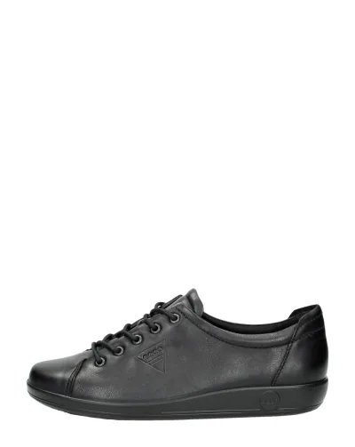 ECCO Soft 2.0, lage veterschoenen voor dames in zwart, foto 1 van 4