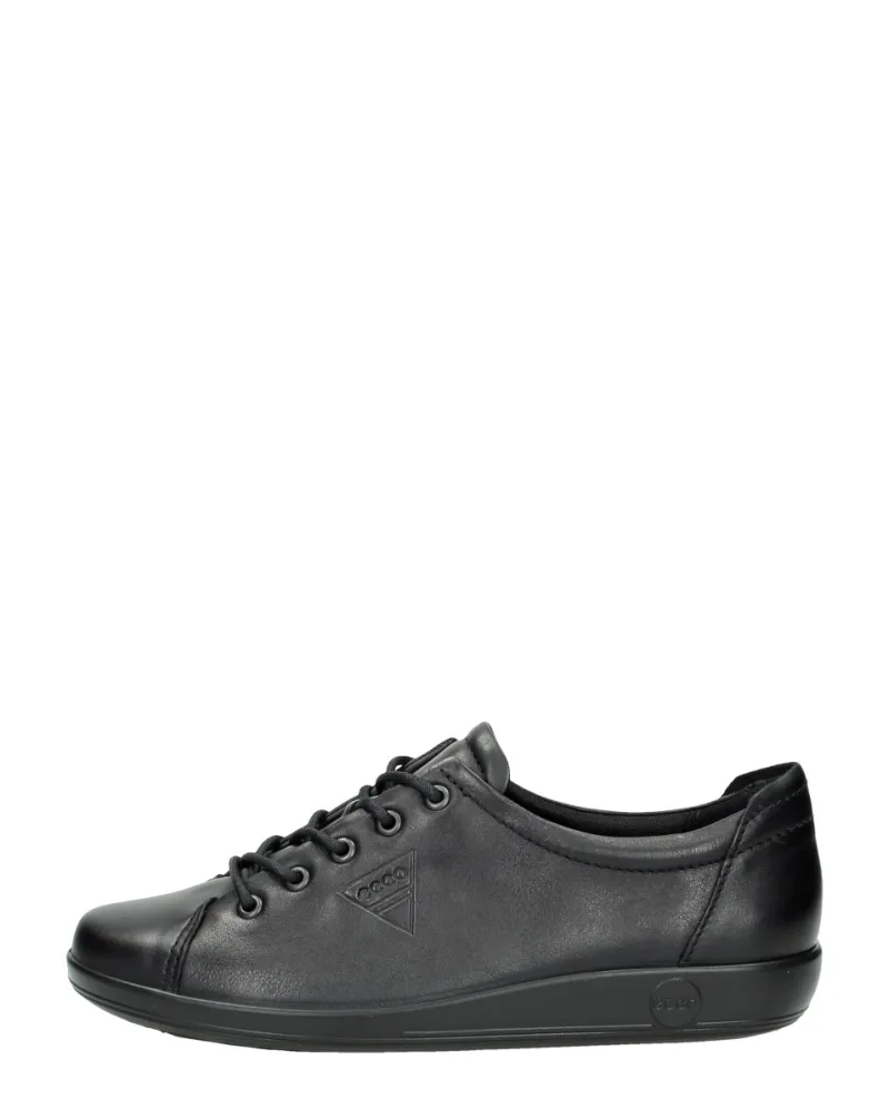 ECCO Soft 2.0, lage veterschoenen voor dames in zwart