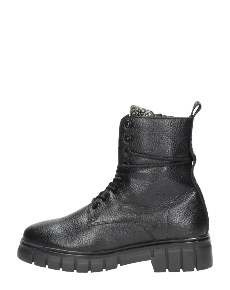 Maruti Tyler Leather, hoge veterschoenen voor dames in zwart