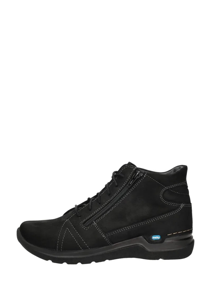 Wolky Why, hoge veterschoenen voor dames in zwart