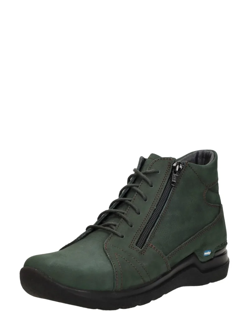 Wolky Why, hoge veterschoenen voor dames in groen, foto 2 van 2