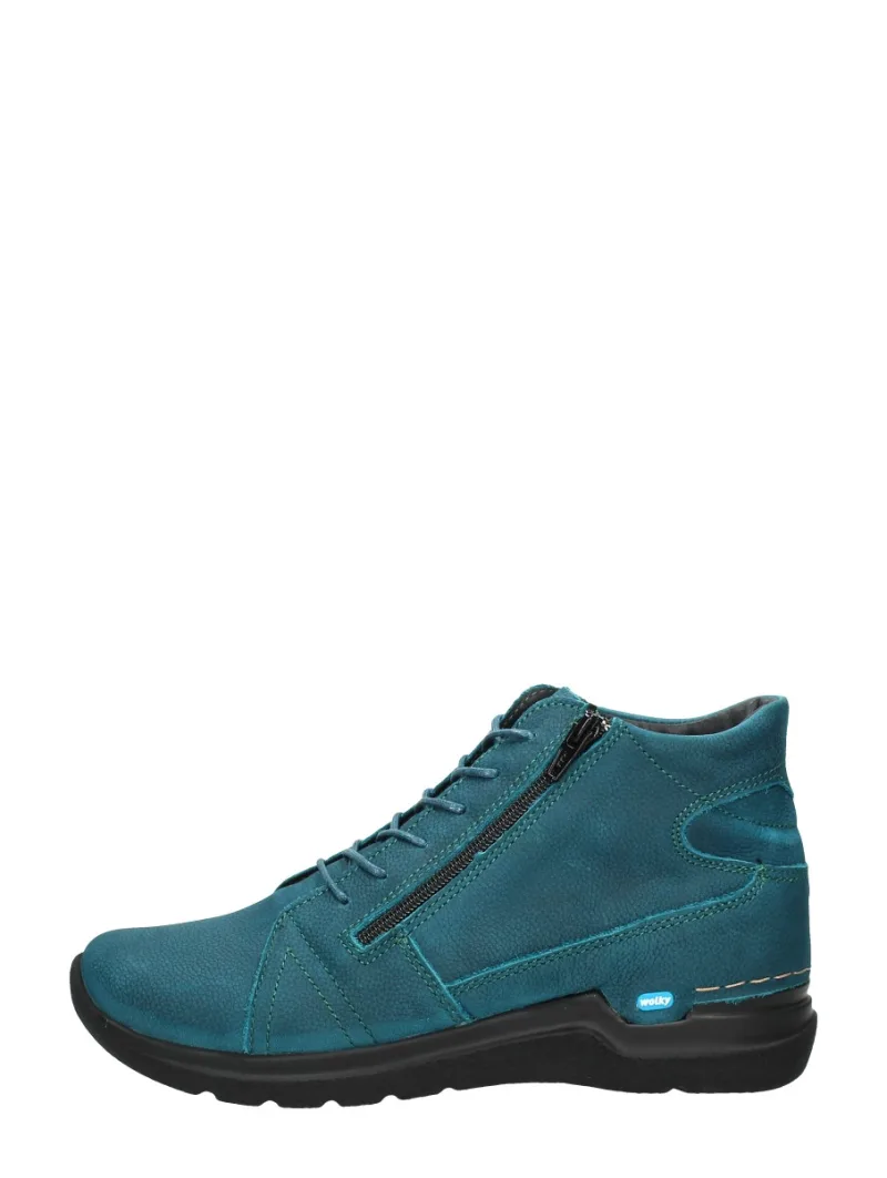 Wolky Why, hoge veterschoenen voor dames in petrol