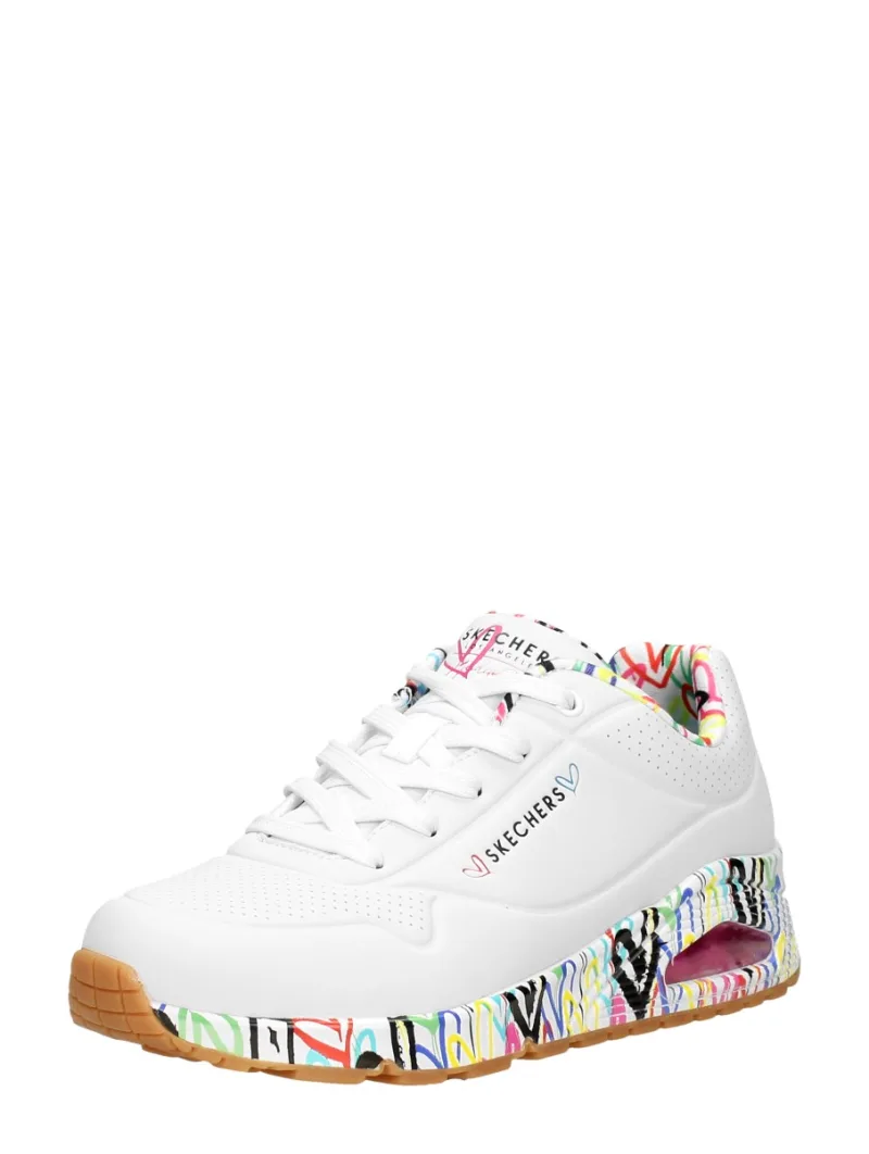 Skechers Uno Loving Love, lage veterschoenen voor dames in wit, foto 2 van 2