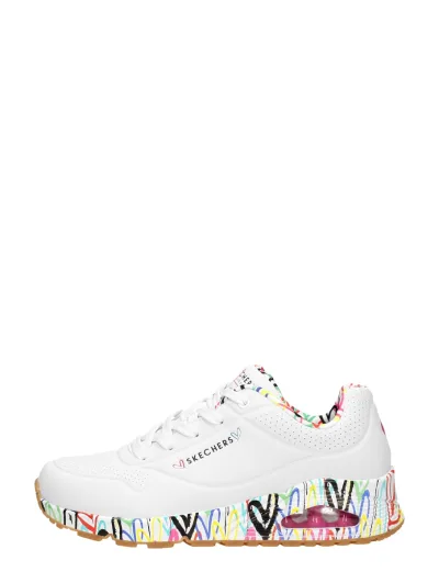 Skechers Uno Loving Love, lage veterschoenen voor dames in wit, foto 1 van 4