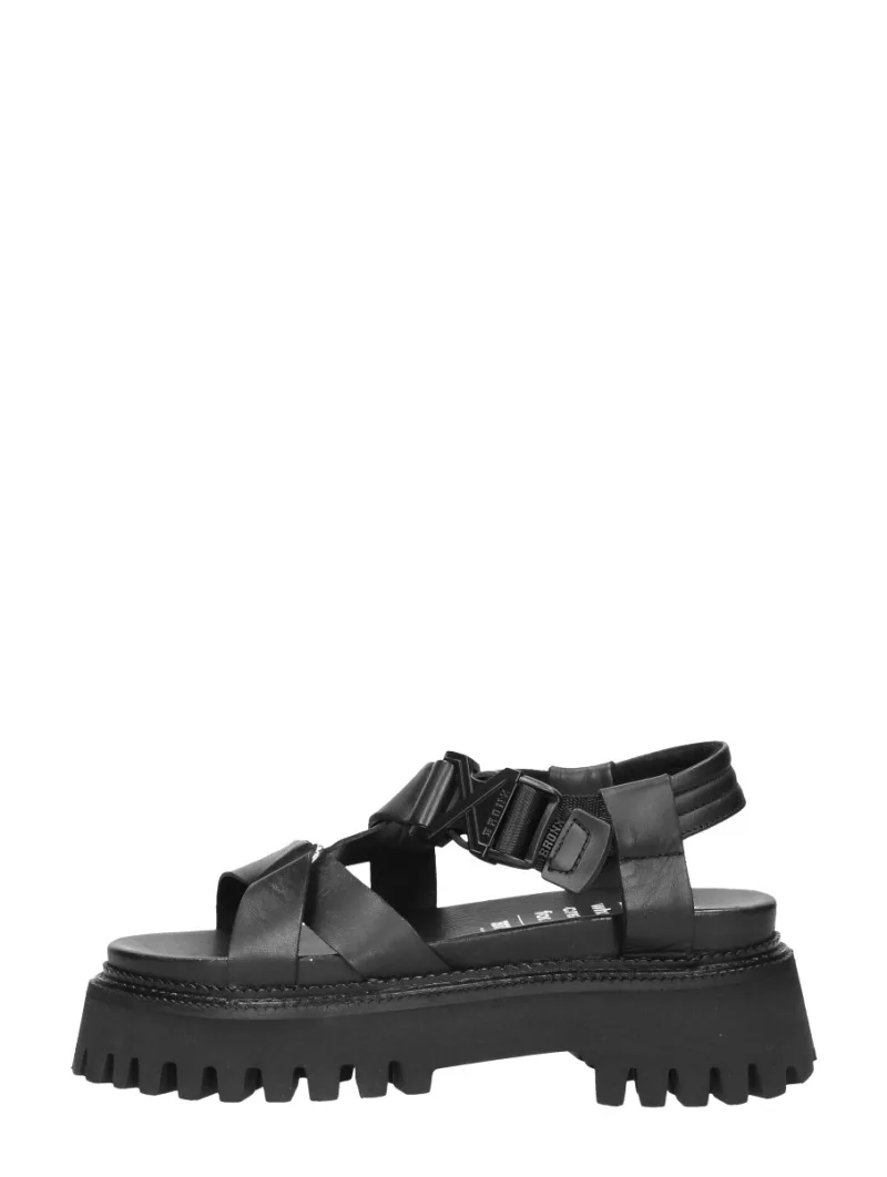 Bronx Groovy-Sandal, sandalen plat voor dames in zwart
