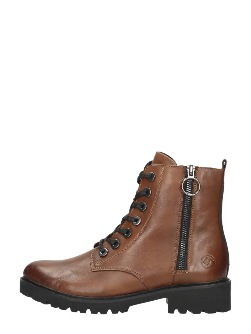 Remonte Veterschoenen Hoog, hoge veterschoenen voor dames in cognac
