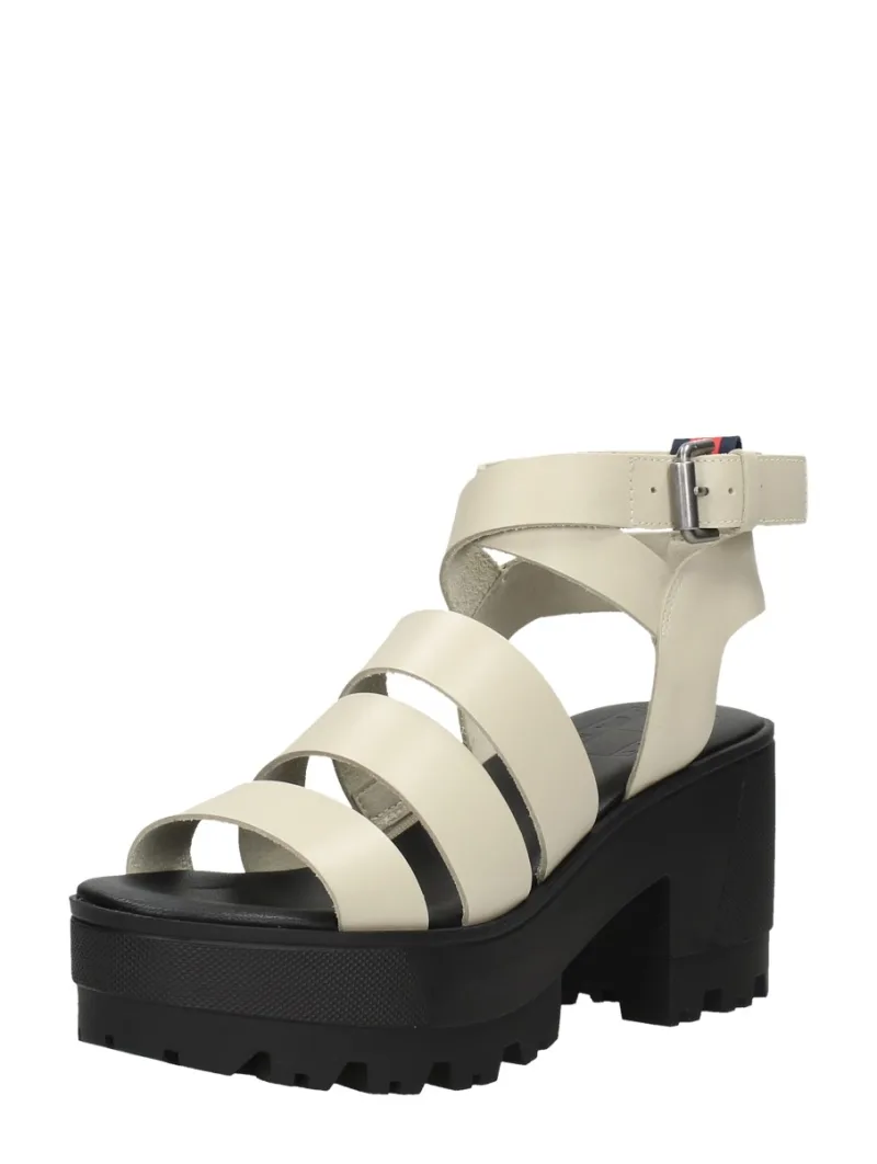 Tommy Hilfiger Heeled Leather Sandal, sandalen plat voor dames in beige, foto 2 van 2