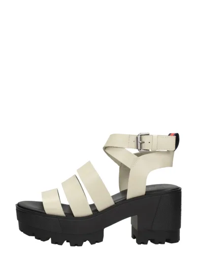 Tommy Hilfiger Heeled Leather Sandal, sandalen plat voor dames in beige, foto 1 van 4