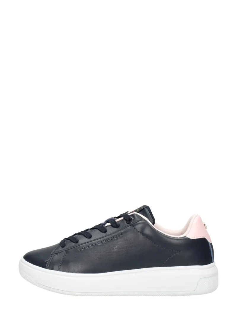 Tommy Hilfiger Lowcut Leather Cupsole, lage veterschoenen voor dames in blauw