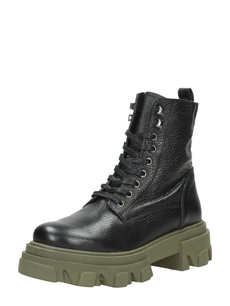 Ps Poelman Dames veterschoenen, hoge veterschoenen voor dames in zwart, foto 2 van 2