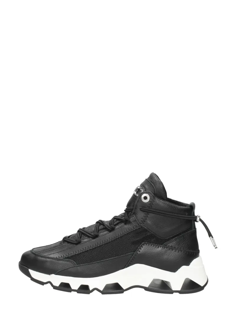 Bronx Epic, hoge veterschoenen voor dames in zwart