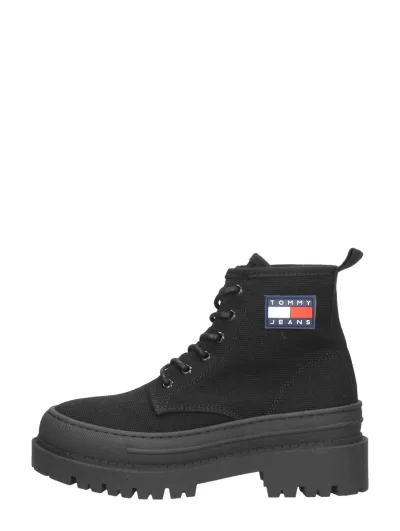 Tommy Hilfiger Tommy Jeans Foxing Boot, hoge veterschoenen voor dames in zwart, foto 1 van 4