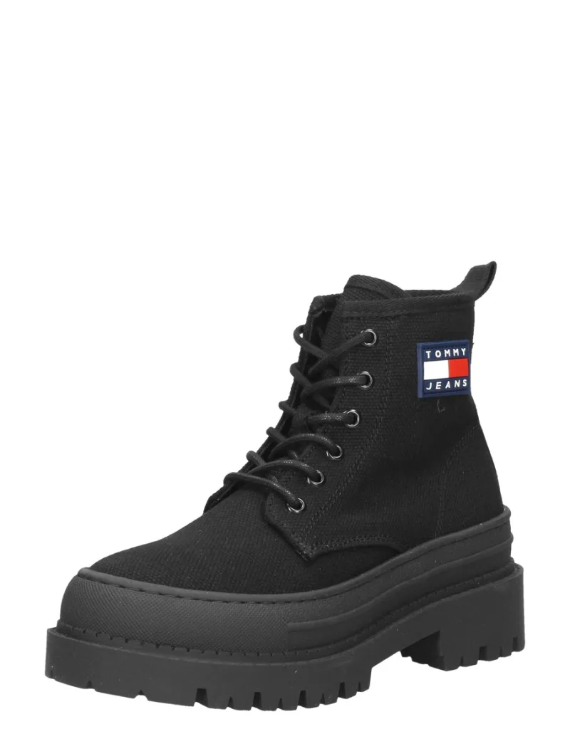 Tommy Hilfiger Tommy Jeans Foxing Boot, hoge veterschoenen voor dames in zwart, foto 2 van 2
