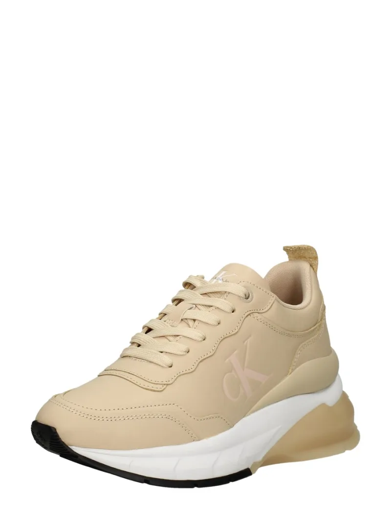 Calvin Klein Wedge Sporty Sneaker, lage veterschoenen voor dames in beige, foto 2 van 2