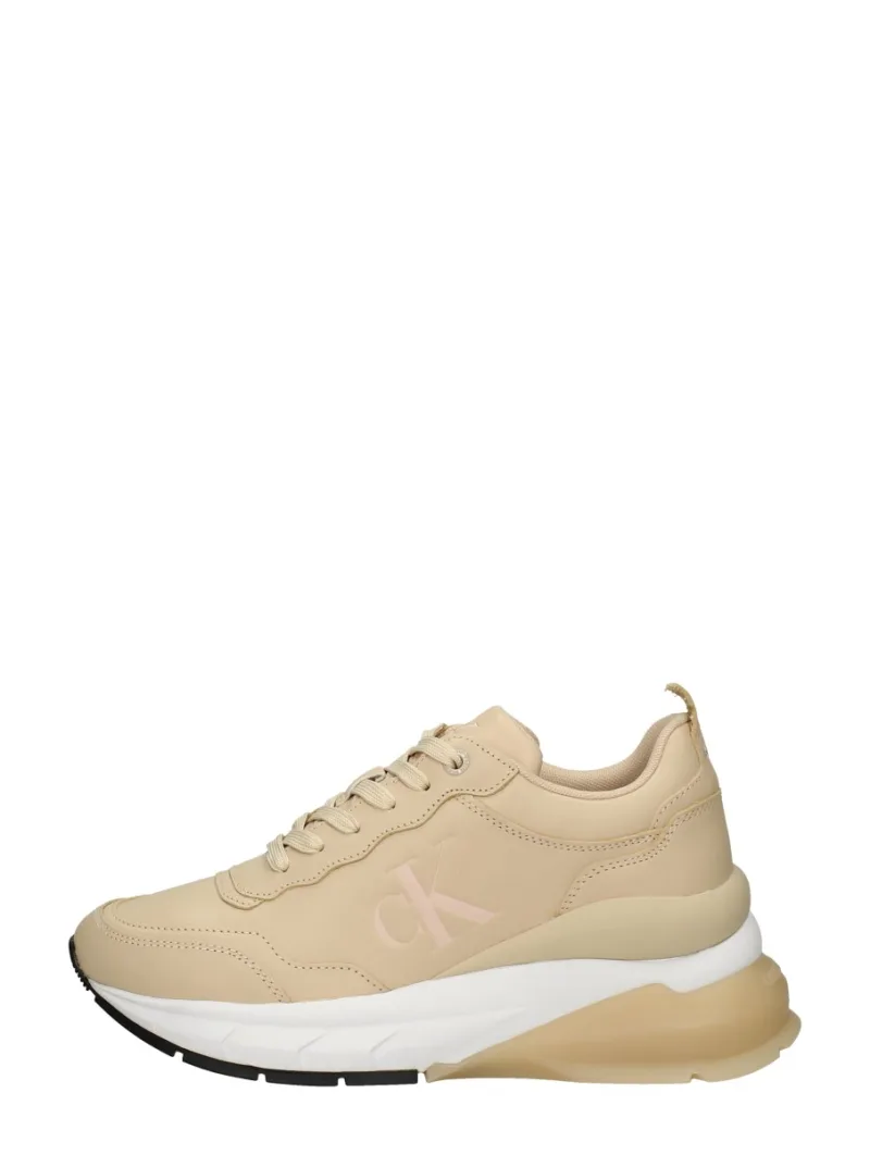 Calvin Klein Wedge Sporty Sneaker, lage veterschoenen voor dames in beige
