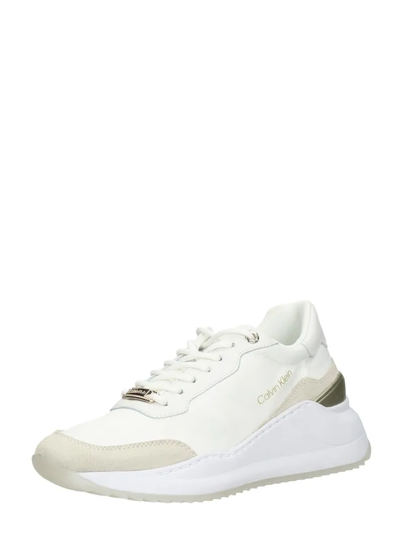 Calvin Klein Internal Wedge Lace Up-Nylon Mix, lage veterschoenen voor dames in wit, foto 2 van 2