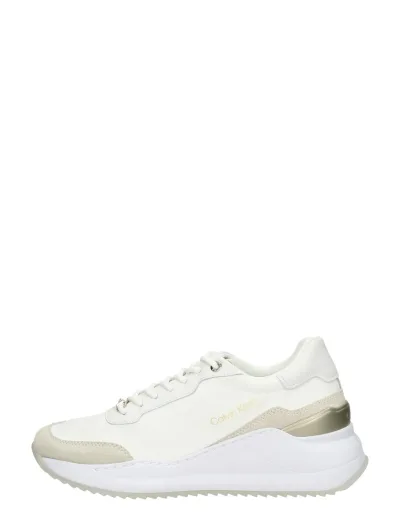 Calvin Klein Internal Wedge Lace Up-Nylon Mix, lage veterschoenen voor dames in wit, foto 1 van 4