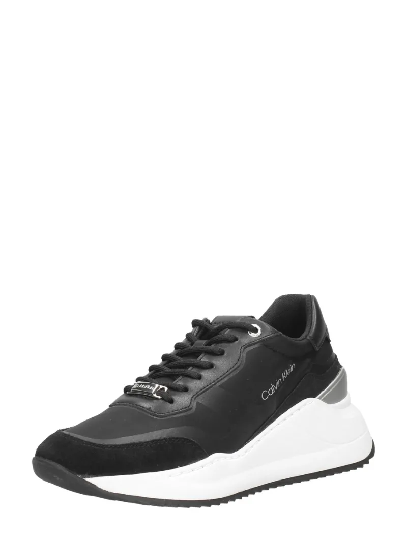 Calvin Klein Internal Wedge Lace Up-Nylon Mix, lage veterschoenen voor dames in zwart, foto 2 van 2