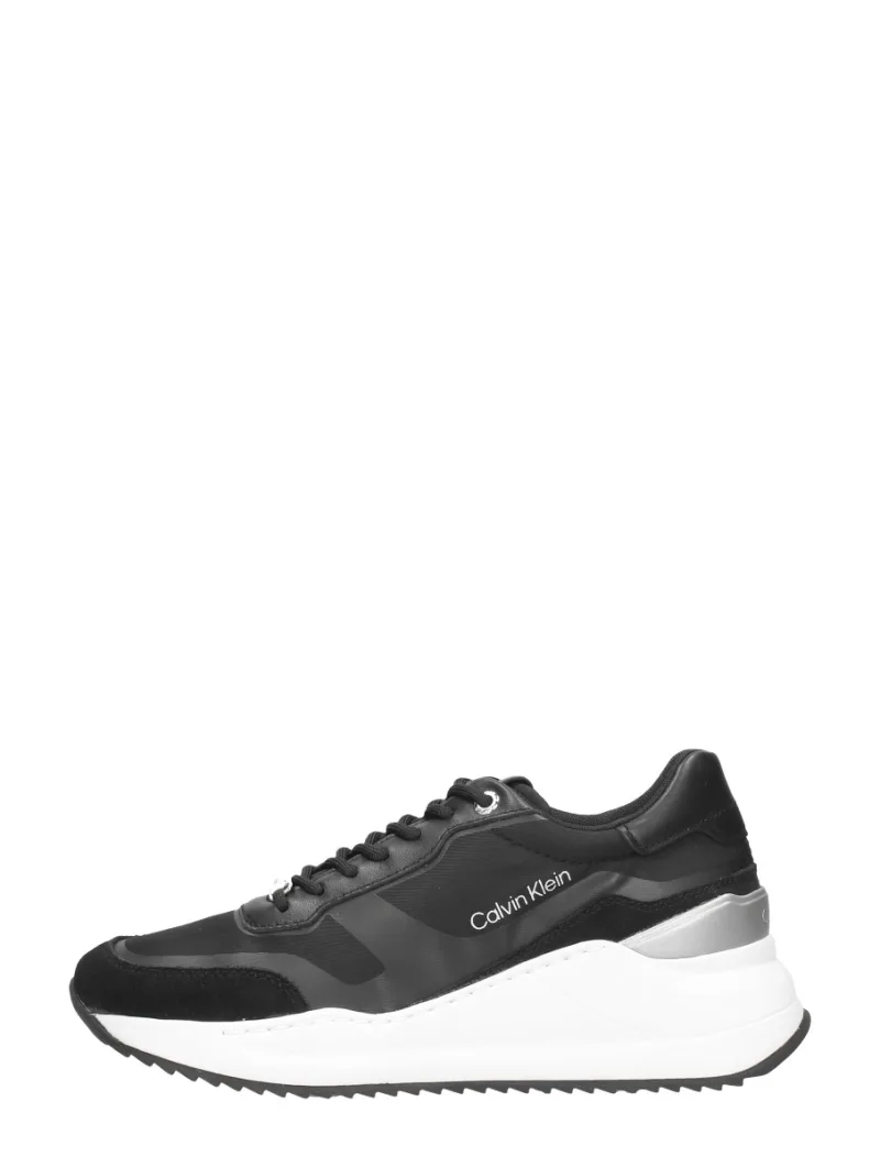 Calvin Klein Internal Wedge Lace Up-Nylon Mix, lage veterschoenen voor dames in zwart