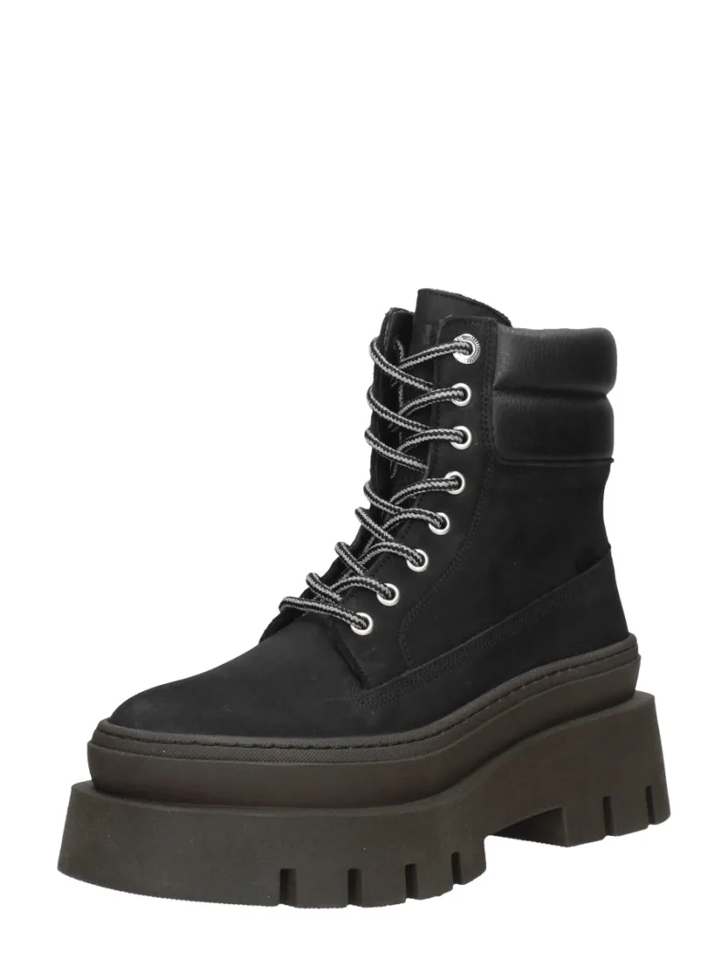 Bronx Evi-Ann, hoge veterschoenen voor dames in zwart, foto 2 van 2