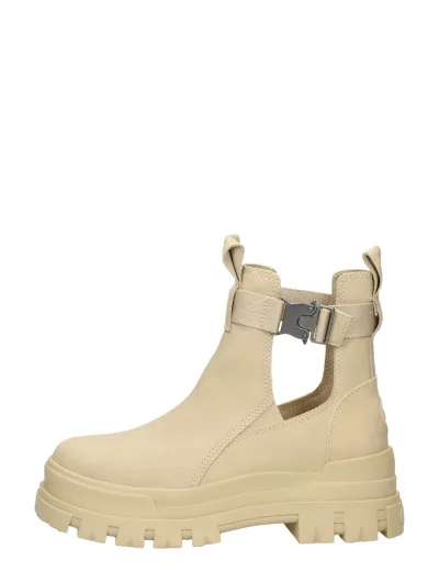 Buffalo Aspha COA Vegan, enkellaarsjes plat voor dames in beige, foto 1 van 4