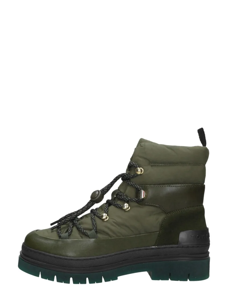 Tommy Hilfiger Laced Outdoor Boot, hoge veterschoenen voor dames in groen