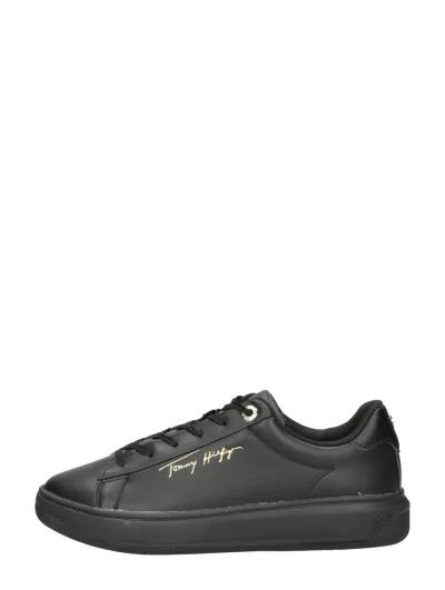 Tommy Hilfiger Signature Court Sneaker, lage veterschoenen voor dames in zwart, foto 1 van 4