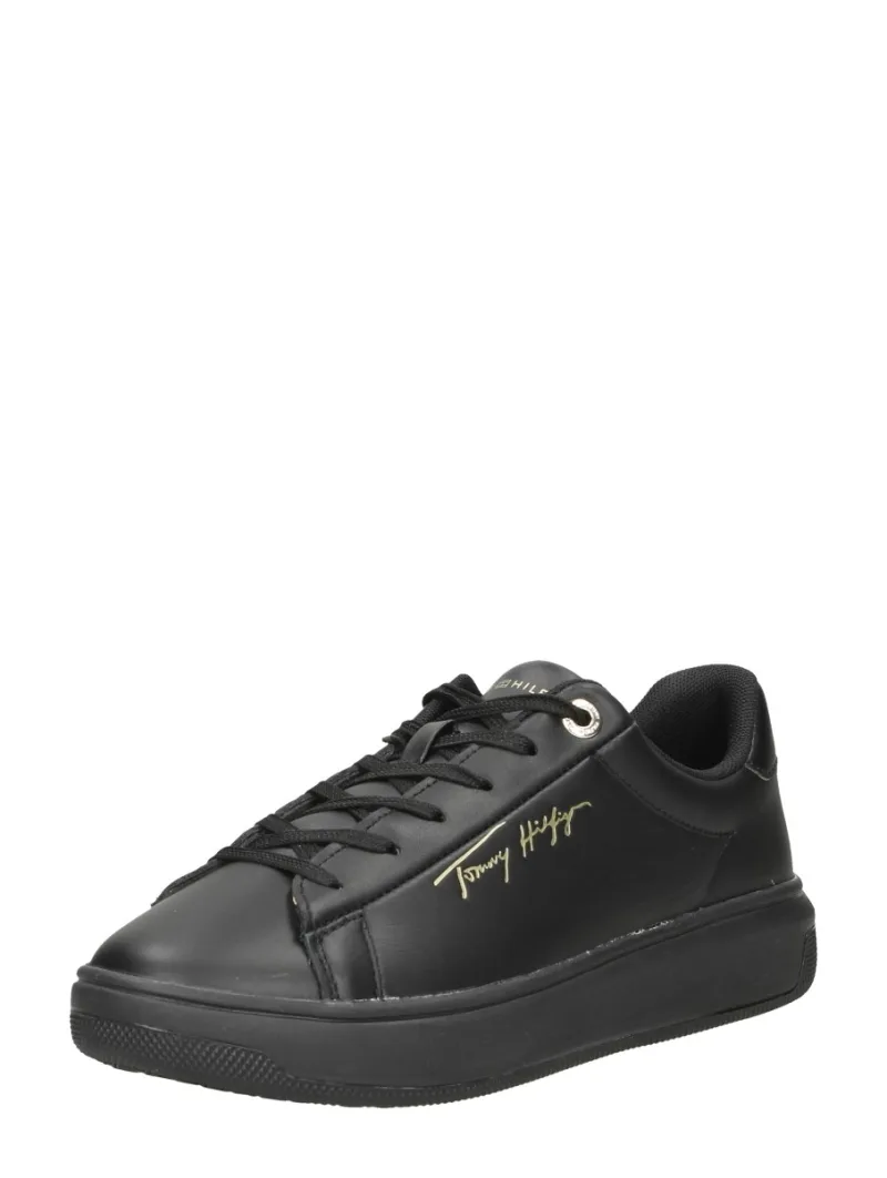 Tommy Hilfiger Signature Court Sneaker, lage veterschoenen voor dames in zwart, foto 2 van 2