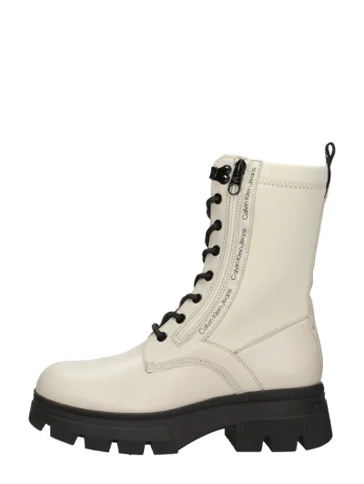 Calvin Klein Chunky Combat Laceup Zip, hoge veterschoenen voor dames in gebroken wit, foto 1 van 4