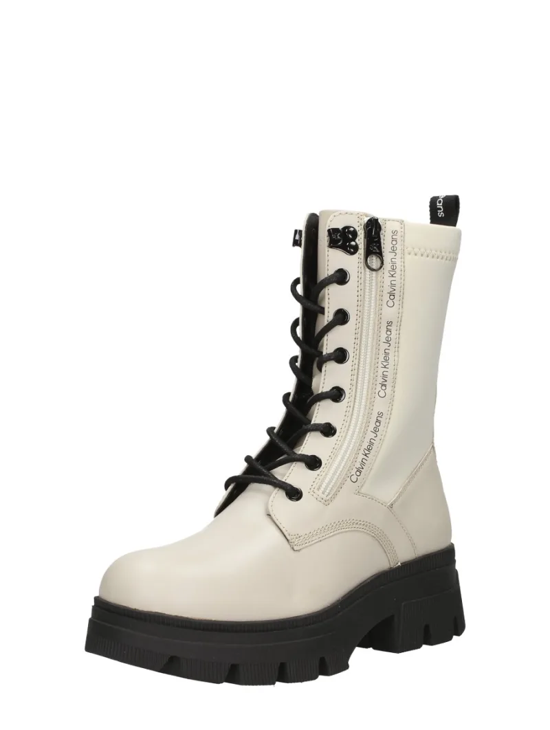 Calvin Klein Chunky Combat Laceup Zip, hoge veterschoenen voor dames in gebroken wit, foto 2 van 2