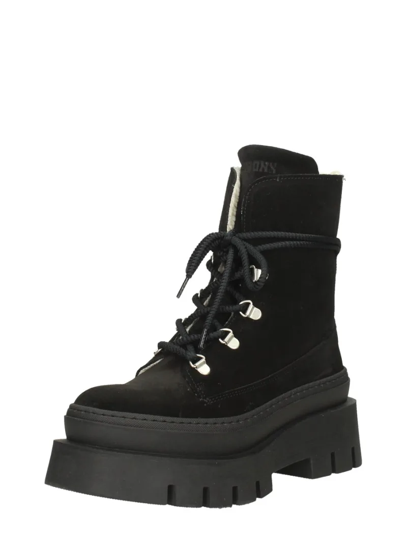 Bronx Evi-Ann, hoge veterschoenen voor dames in zwart, foto 2 van 2