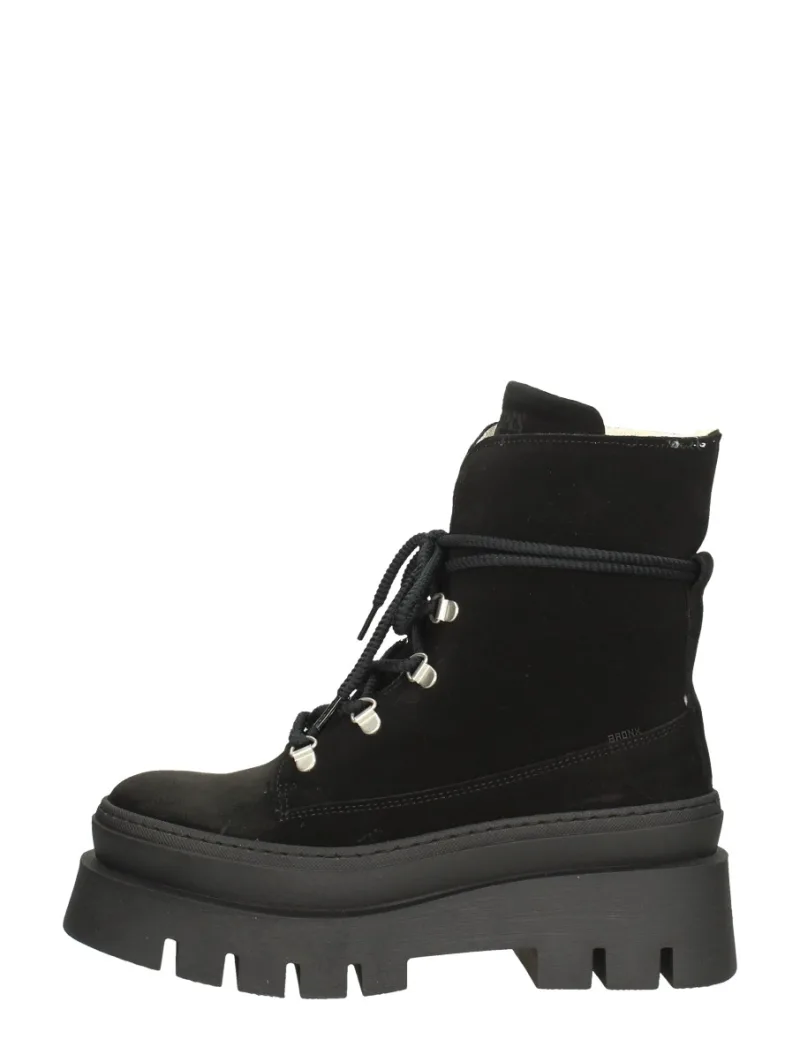 Bronx Evi-Ann, hoge veterschoenen voor dames in zwart