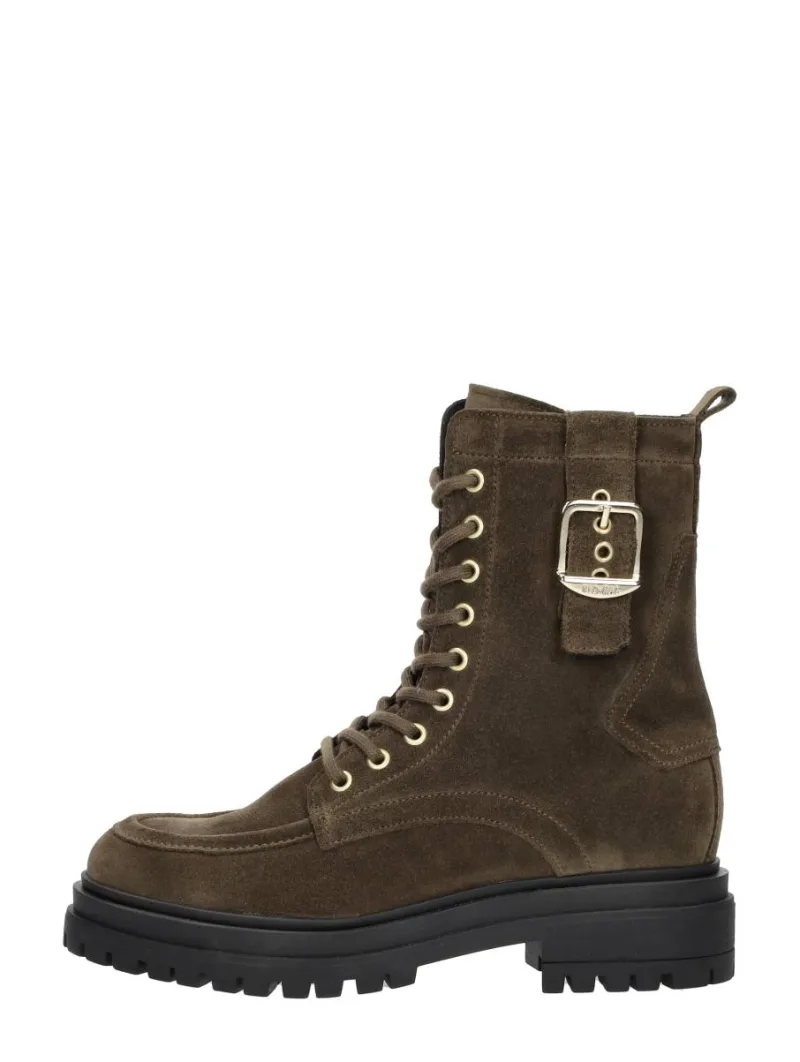 Red Rag Veterschoenen Hoog, hoge veterschoenen voor dames in donkerbruin