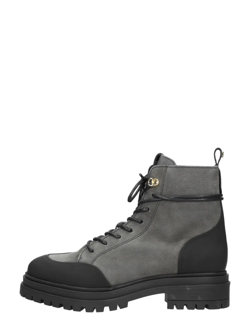Red Rag Veterschoenen Hoog, hoge veterschoenen voor dames in donkergrijs