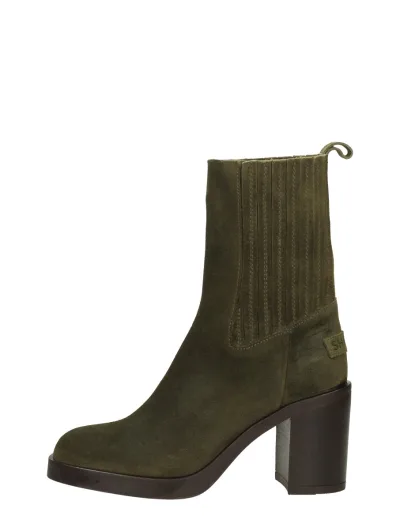 Shabbies SHS1260, enkellaarsjes hak voor dames in groen, foto 1 van 4