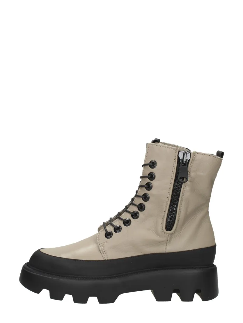 MJUS Veterschoenen Hoog, hoge veterschoenen voor dames in gebroken wit