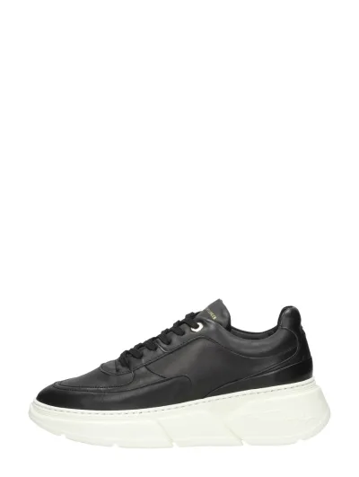 Tommy Hilfiger Chunky Leather Sneaker, lage veterschoenen voor dames in zwart, foto 1 van 4