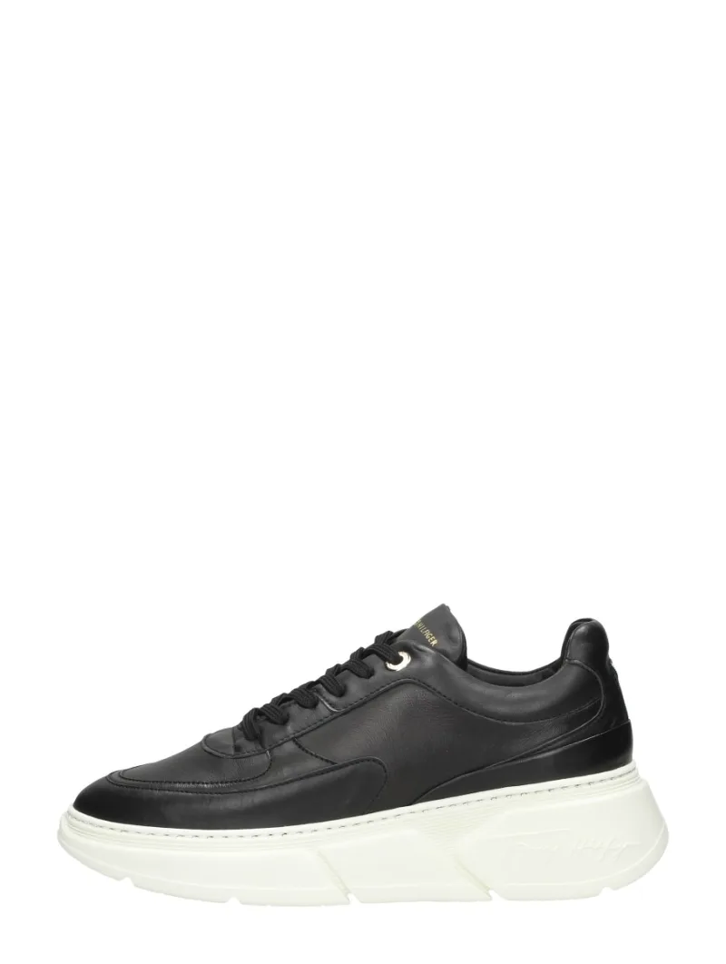 Tommy Hilfiger Chunky Leather Sneaker, lage veterschoenen voor dames in zwart