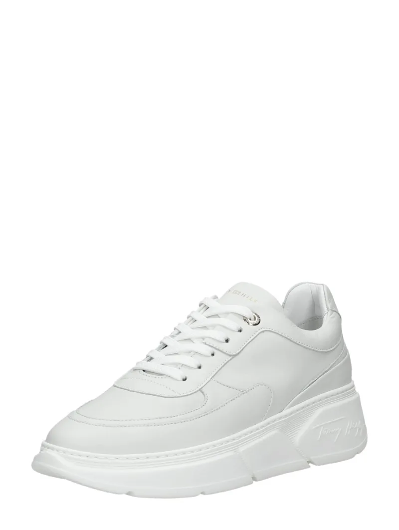 Tommy Hilfiger Chunky Leather Sneaker, lage veterschoenen voor dames in wit, foto 2 van 2