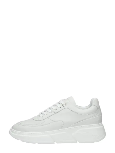 Tommy Hilfiger Chunky Leather Sneaker, lage veterschoenen voor dames in wit, foto 1 van 4