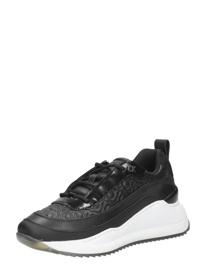 Calvin Klein Chunky Internal Wedge Mono Mix, lage veterschoenen voor dames in zwart, foto 2 van 2