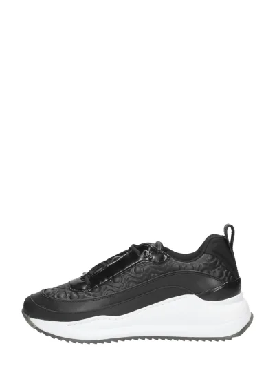 Calvin Klein Chunky Internal Wedge Mono Mix, lage veterschoenen voor dames in zwart, foto 1 van 4