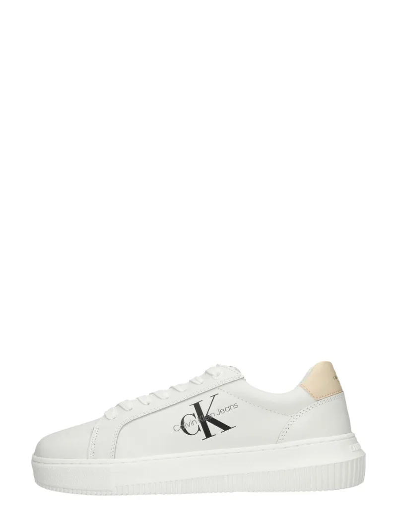 Calvin Klein Chunky Cupsole Monologo W, lage veterschoenen voor dames in wit