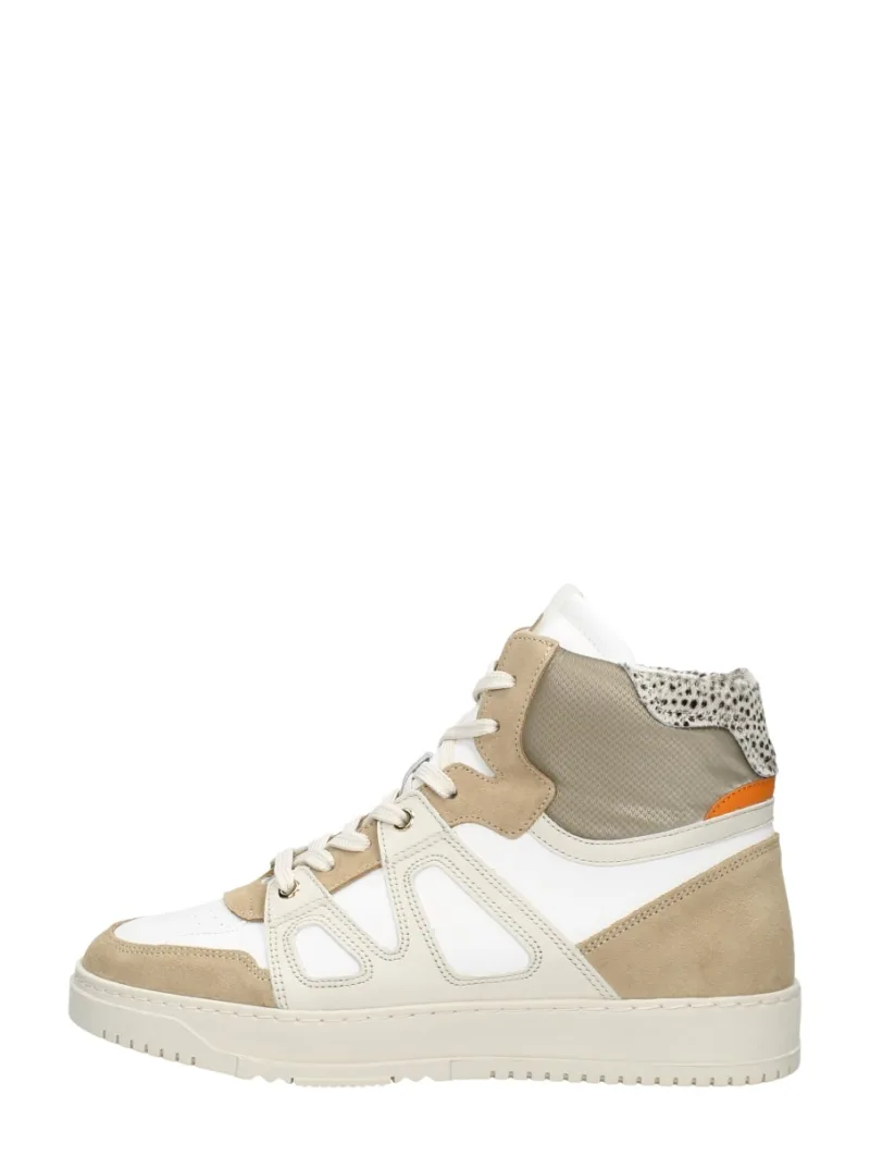 Maruti Pearl, hoge veterschoenen voor dames in wit