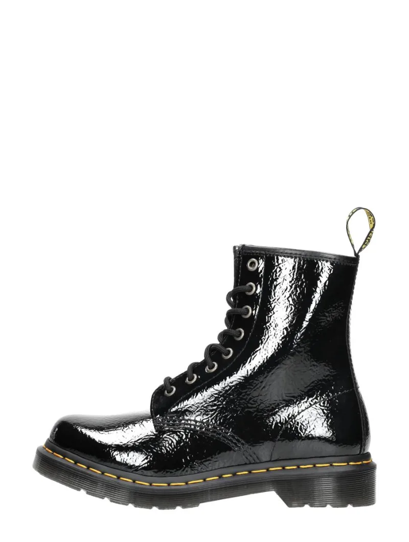 Dr. Martens 1460 zwartlak, hoge veterschoenen voor dames in zwart lak