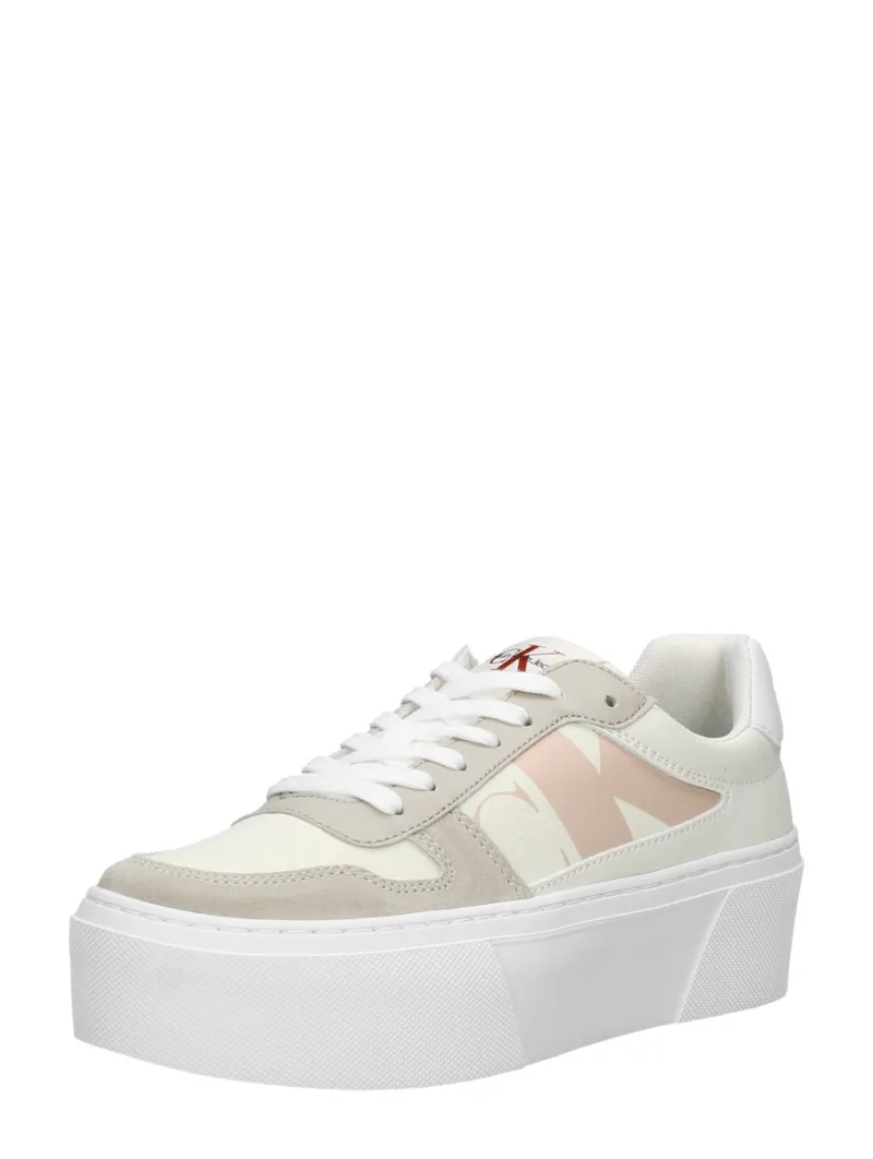 Calvin Klein Cupsole Flatform Mix Lth WN, lage sneakers voor dames in wit, foto 2 van 2