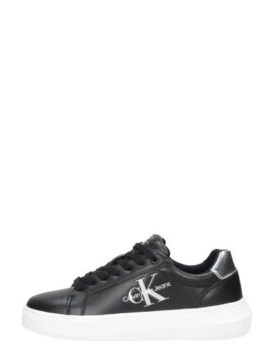 Calvin Klein Chunky Cupsole Mono Lth WN, lage sneakers voor dames in zwart, foto 1 van 4